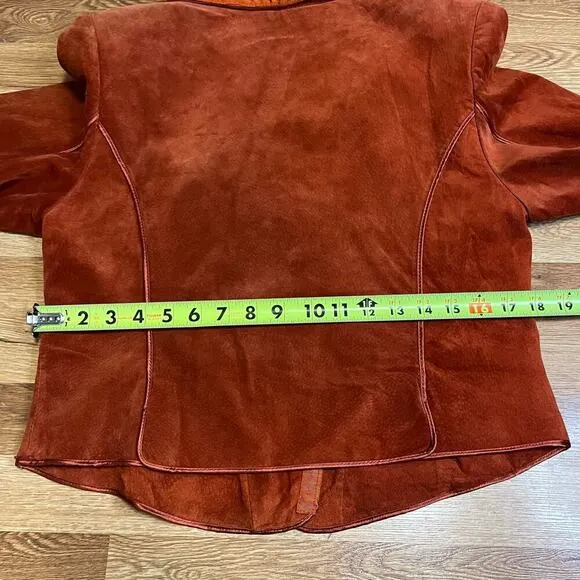 Di Vita 100% Genuine Suede Blazer Women’s Size 8 Rust Brown Moto Jacket