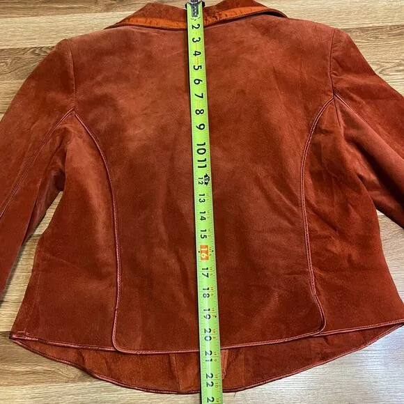 Di Vita 100% Genuine Suede Blazer Women’s Size 8 Rust Brown Moto Jacket