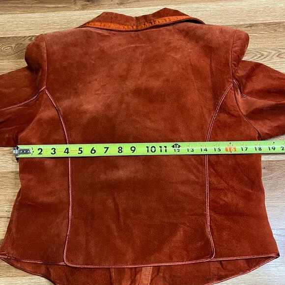 Di Vita 100% Genuine Suede Blazer Women’s Size 8 Rust Brown Moto Jacket