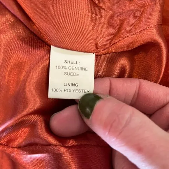 Di Vita 100% Genuine Suede Blazer Women’s Size 8 Rust Brown Moto Jacket