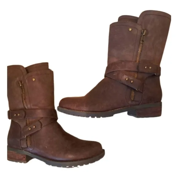 DIBA Brown Leather Western  Cowboy Zip Up Boots