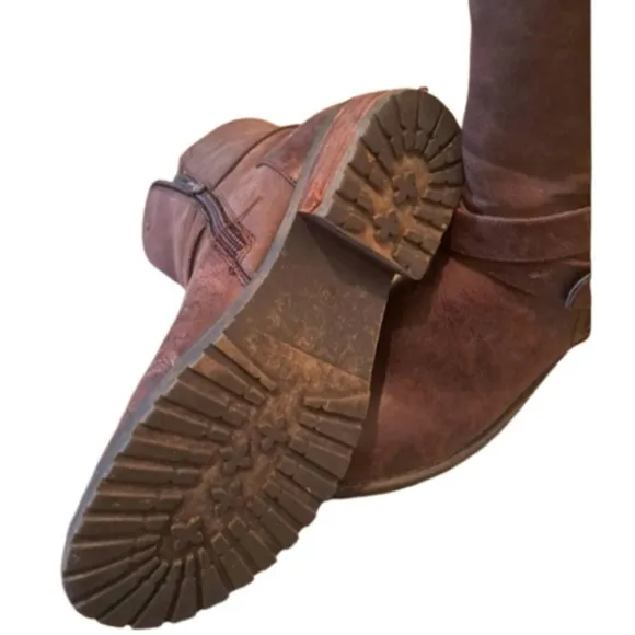 DIBA Brown Leather Western  Cowboy Zip Up Boots