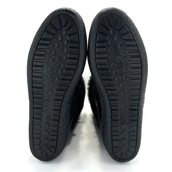 DIVAL “ELISA” BLACK LEATHER AND SUEDE SHEARLING LINED MID-CALF WINTER BOOTS🆕