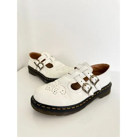 Doc Marten 8065 Mary Jane Leather Shoes White Buckle Comfort Women's US 9 EU 41