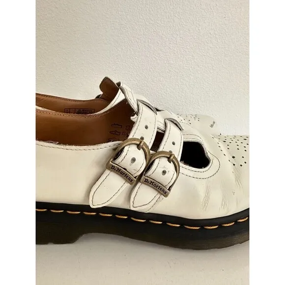 Doc Marten 8065 Mary Jane Leather Shoes White Buckle Comfort Women's US 9 EU 41