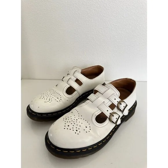Doc Marten 8065 Mary Jane Leather Shoes White Buckle Comfort Women's US 9 EU 41