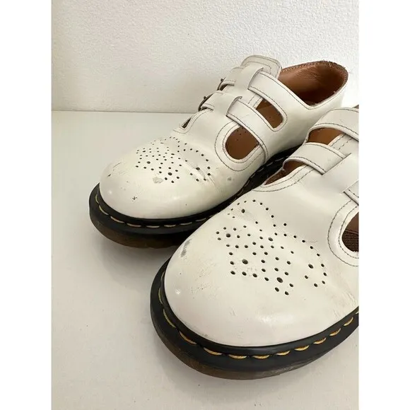 Doc Marten 8065 Mary Jane Leather Shoes White Buckle Comfort Women's US 9 EU 41