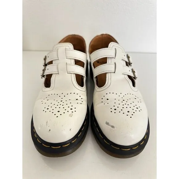 Doc Marten 8065 Mary Jane Leather Shoes White Buckle Comfort Women's US 9 EU 41