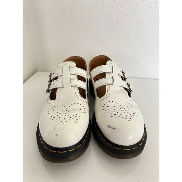 Doc Marten 8065 Mary Jane Leather Shoes White Buckle Comfort Women's US 9 EU 41