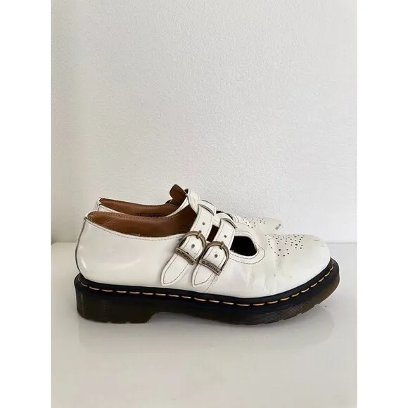 Doc Marten 8065 Mary Jane Leather Shoes White Buckle Comfort Women's US 9 EU 41