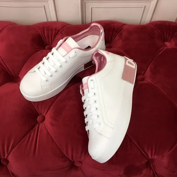 DOLCE &amp; GABBANA Womens White Snake Platform Leather Athletic Sneakers