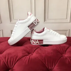 DOLCE &amp; GABBANA Womens White Snake Platform Leather Athletic Sneakers