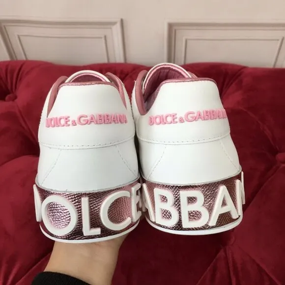 DOLCE &amp; GABBANA Womens White Snake Platform Leather Athletic Sneakers