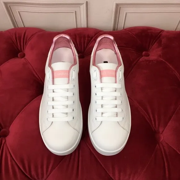 DOLCE &amp; GABBANA Womens White Snake Platform Leather Athletic Sneakers