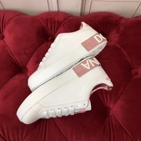 DOLCE &amp; GABBANA Womens White Snake Platform Leather Athletic Sneakers