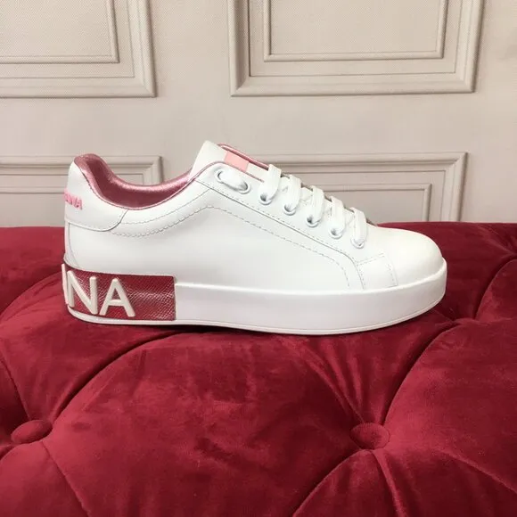 DOLCE &amp; GABBANA Womens White Snake Platform Leather Athletic Sneakers