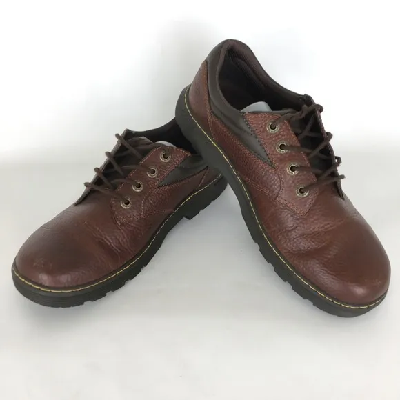 Dr. Doc Martens Shoes Slip Resistant Brown Leather AW004 4 Eye Oxford Mens Sz 10