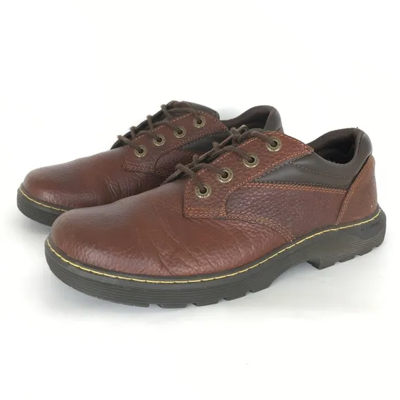 Dr. Doc Martens Shoes Slip Resistant Brown Leather AW004 4 Eye Oxford Mens Sz 10