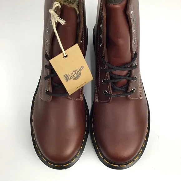 Dr. Martens 1460 Serena Aburzzo Lug Sole Lace-up Faux Fur Lined Leather Boots 10