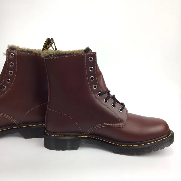 Dr. Martens 1460 Serena Aburzzo Lug Sole Lace-up Faux Fur Lined Leather Boots 10