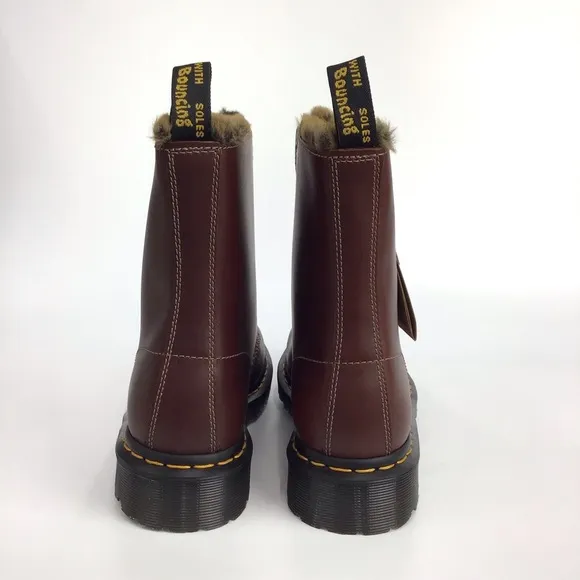 Dr. Martens 1460 Serena Aburzzo Lug Sole Lace-up Faux Fur Lined Leather Boots 10