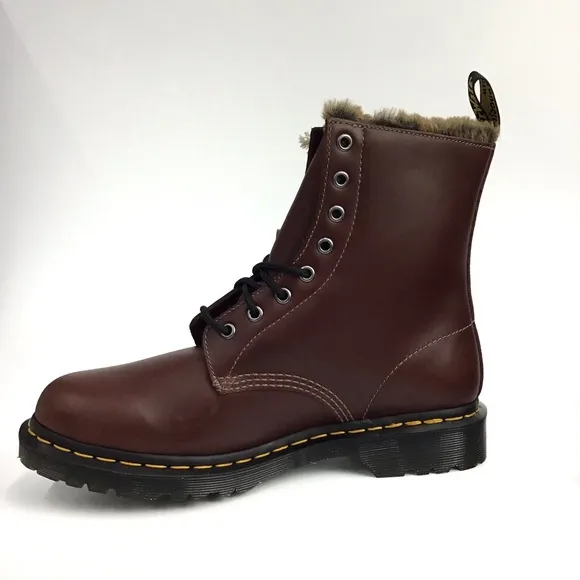 Dr. Martens 1460 Serena Aburzzo Lug Sole Lace-up Faux Fur Lined Leather Boots 10