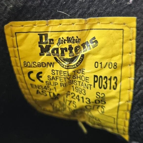 Dr Martens Industrial 10048 Leather Steel Toe Safety Shoes Oxfords Black Size 9