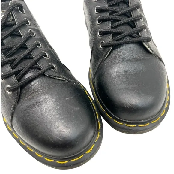 Dr. Martens Industrial Mila Black Leather Lace Up Women Shoes 8
