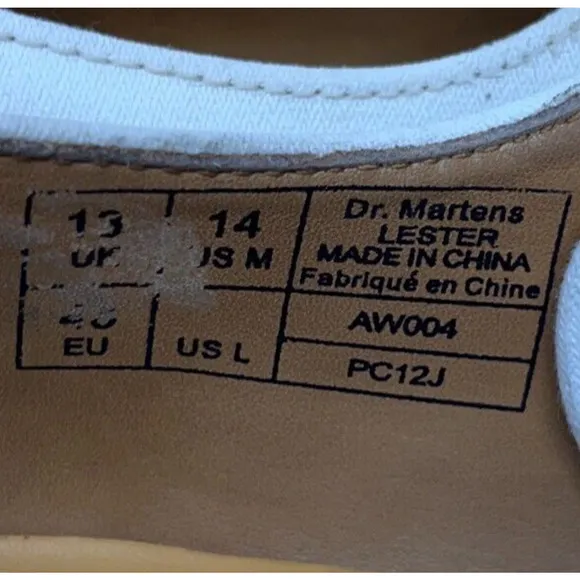 Dr Martens Lester‎ White Canvas Lace Up Oxford Shoes Mens Size 14