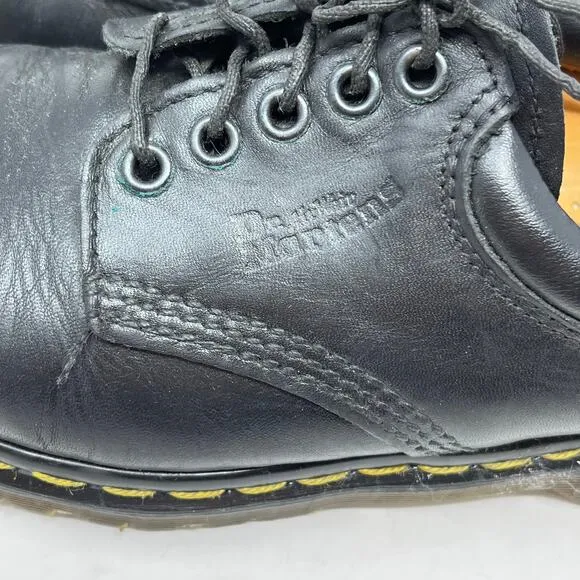Dr Martens Mens US Size 8 UK 7 Made in England Black Leather 5 Eye Padded Oxford