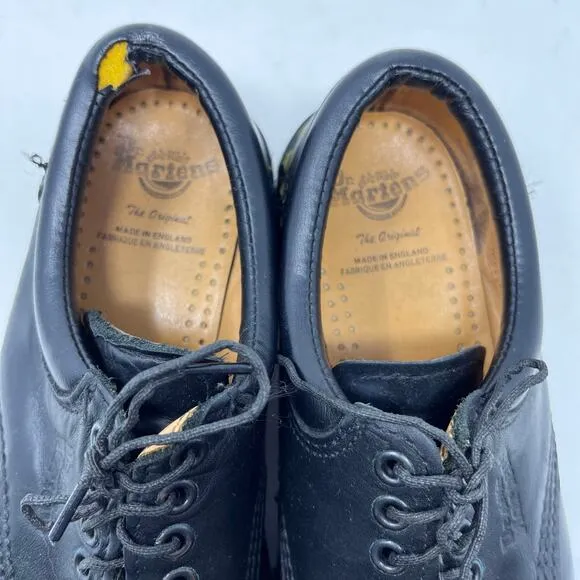 Dr Martens Mens US Size 8 UK 7 Made in England Black Leather 5 Eye Padded Oxford