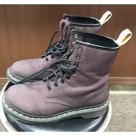 Dr Martens Shoes Womens Size 6 Boots New Canvas Vegan Castel Burgundy Combat