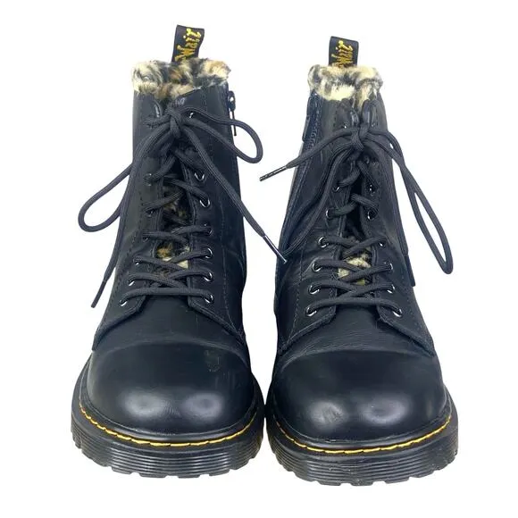 Dr. Martens Unisex Serena Leo Y Black Leopard Lined Combat Boot Size M 6 W 7