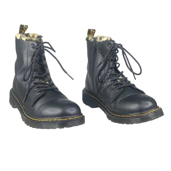 Dr. Martens Unisex Serena Leo Y Black Leopard Lined Combat Boot Size M 6 W 7