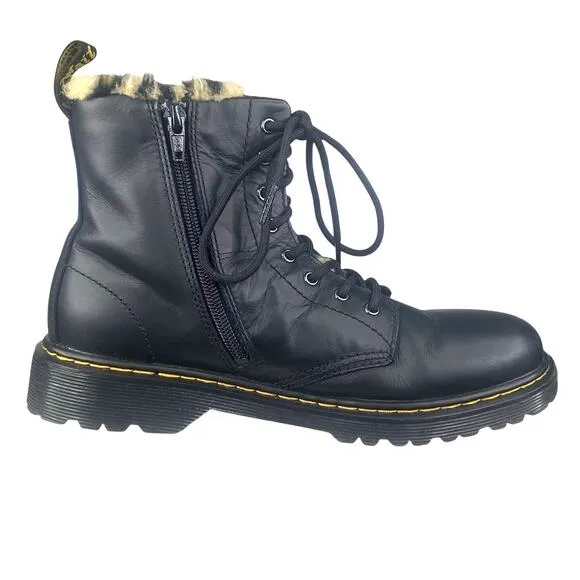 Dr. Martens Unisex Serena Leo Y Black Leopard Lined Combat Boot Size M 6 W 7