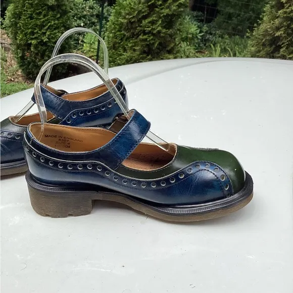 Dr Martens Vintage 90’s England Made Blue &amp; Green Mary Jane Chunky Shoes…