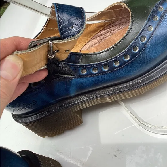 Dr Martens Vintage 90’s England Made Blue &amp; Green Mary Jane Chunky Shoes…