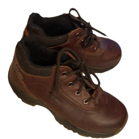 DR MARTENS VTG Women’s Dark Brown Leather 10854 Industrial Steel Toe Shoes 7 Y2K