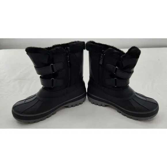 Dream Pairs Ducko Big Kid Mid Calf Black Warm FUR Lined Snow Boots Size 3