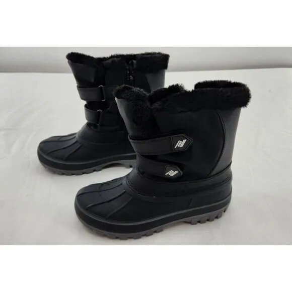 Dream Pairs Ducko Big Kid Mid Calf Black Warm FUR Lined Snow Boots Size 3