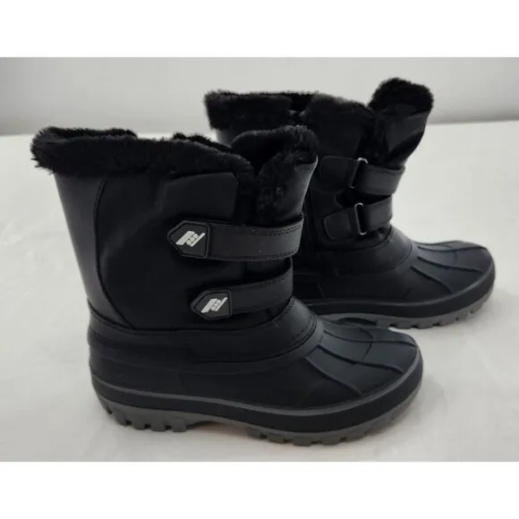 Dream Pairs Ducko Big Kid Mid Calf Black Warm FUR Lined Snow Boots Size 3