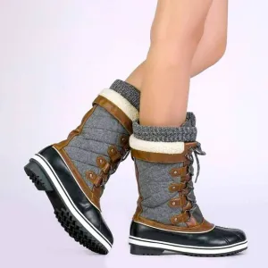 Dream Pairs Women Waterproof Boots Winter Warm Snow Faux Fur Lined Mid Calf Sz 9