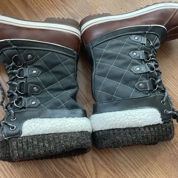 Dream Pairs Women Waterproof Boots Winter Warm Snow Faux Fur Lined Mid Calf Sz 9