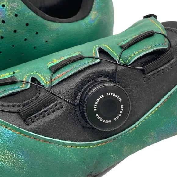 DWZRG Betoosen Mens Road Cycling Shoes Indoor/Outdoor Green/Black Iridescent 8 M