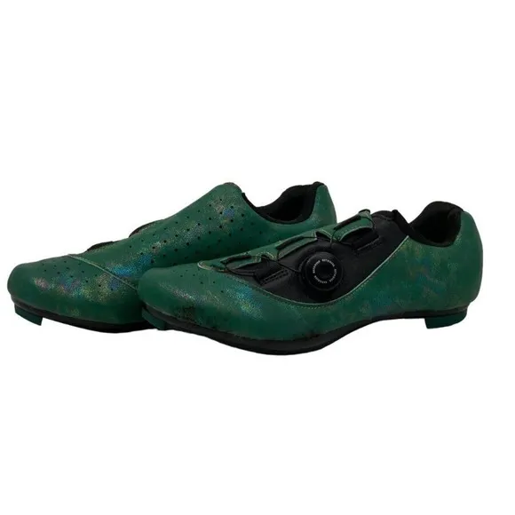DWZRG Betoosen Mens Road Cycling Shoes Indoor/Outdoor Green/Black Iridescent 8 M