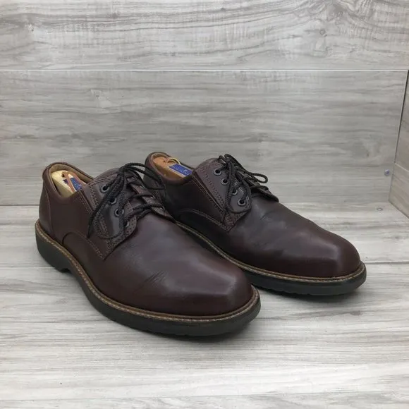Ecco Shoes Mens 8 Brown Leather Derby Oxford Lace Up