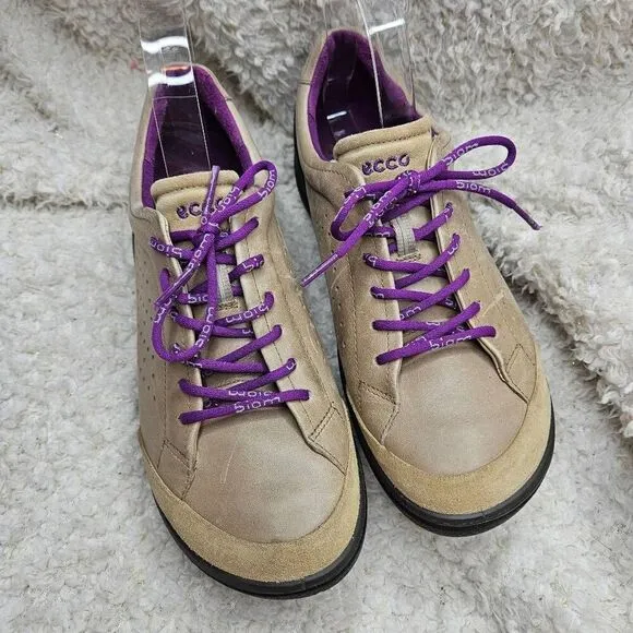 Ecco Biom Fjuel Train Womens Golf‎ Shoes Tan and Purple sz 39