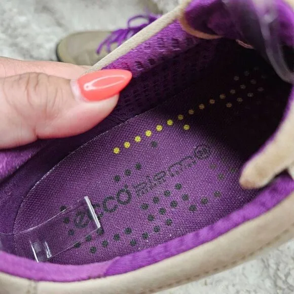 Ecco Biom Fjuel Train Womens Golf‎ Shoes Tan and Purple sz 39