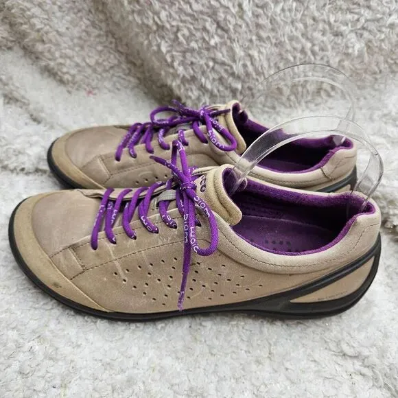 Ecco Biom Fjuel Train Womens Golf‎ Shoes Tan and Purple sz 39