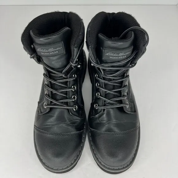 Eddie Bauer Mens Bellingham Black Steel Toe Lace Up Ankle Size 9.5 M Work Boots